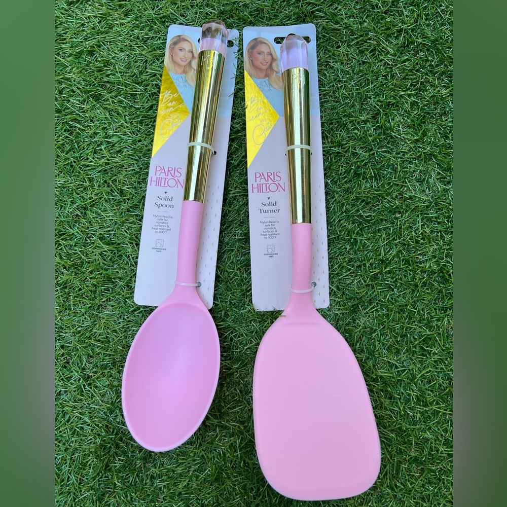Paris Hilton Pink Jewel Solid Spoon & Turner Set 2pcs